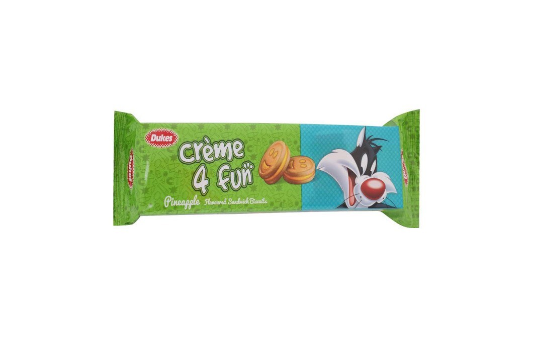 Dukes Creme 4 Fun Pineapple Flavoured Sandwich Biscuits   Pack  150 grams